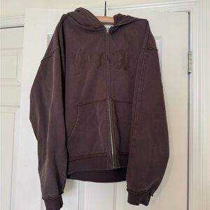 YoungLA Brown Full-Zip Hoodie